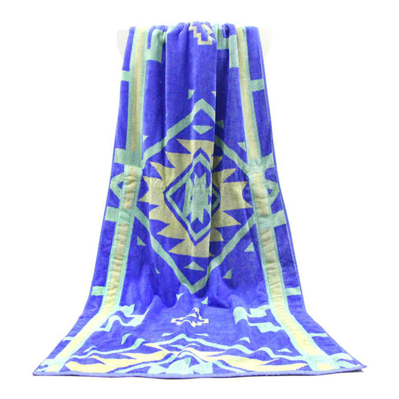 Asciugamano di cotone Jacquard Beach con tasca con cerniera